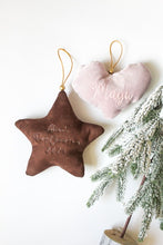 Load image into Gallery viewer, Velvet Star/Heart Ornament l Baby's First Christmas