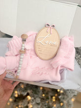 Load image into Gallery viewer, Personalized Pink Newborn Ruffle Coming Home Outfit & Blanket