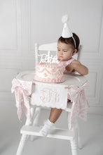 Load image into Gallery viewer, First Birthday Monogrammed Banner, Hat & White Cake Topper