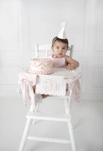Load image into Gallery viewer, First Birthday Monogrammed Banner, Hat & White Cake Topper