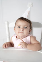 Load image into Gallery viewer, First Birthday Monogrammed Banner, Hat & White Cake Topper