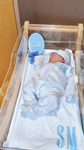 Load image into Gallery viewer, Monogrammed Coming Home Footie Boy Outfit with Hat &amp; Blanket
