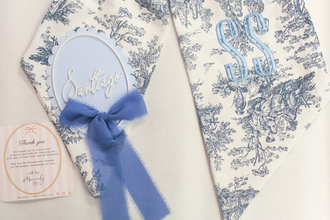 Baby Announcement Scalloped with Bottom Bow