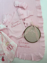 Load image into Gallery viewer, Personalized Pink Newborn Ruffle Coming Home Outfit &amp; Blanket
